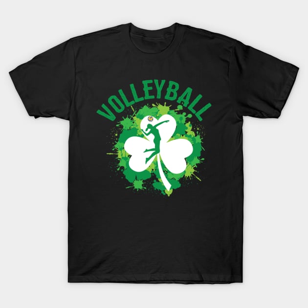 Volleyball Shamrock Irish Sports St Pattys Day T-Shirt by Weirdcore